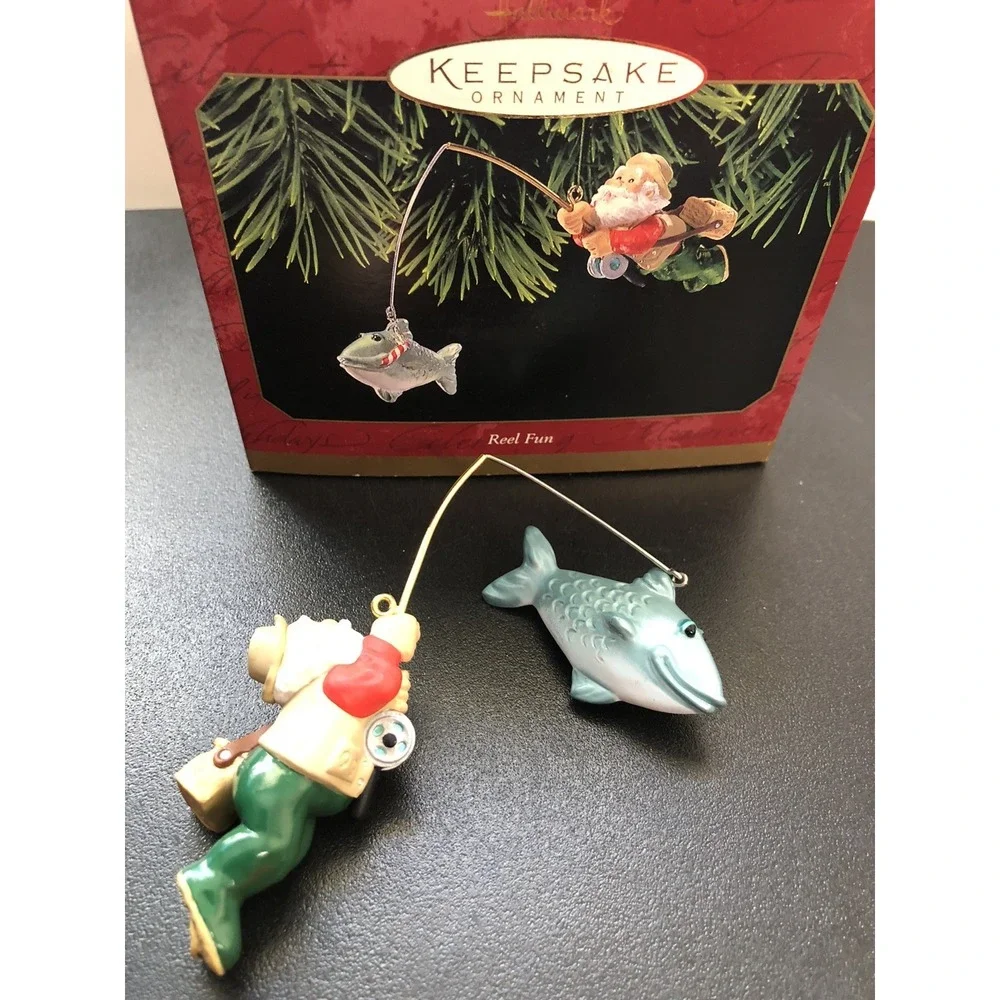 1999 Hallmark Reel Fun Fisherman‎ Santa Christmas Keepsake Ornament NEW